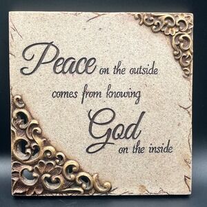 New View Religious Wall Plaque Peace From Knowing God Resin Sign 8" Decorative